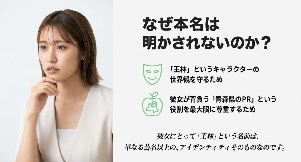 王林というキャラクターと青森県PRの役割を尊重するために本名を非公開にしている理由